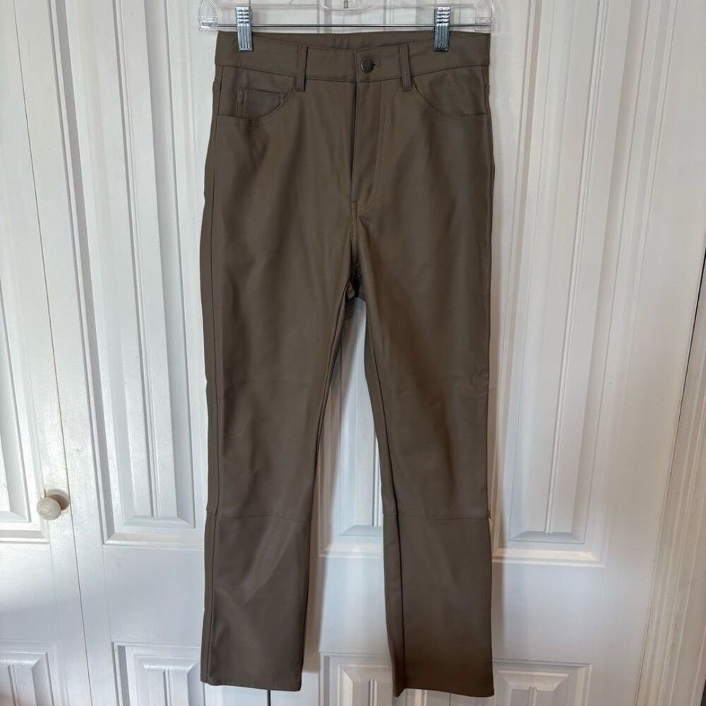 H&M Tan Faux Leather Pants Size 2